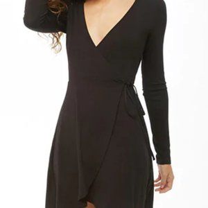Black Mock-Wrap Dress
